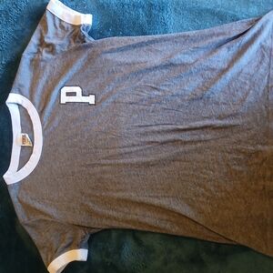 Gray T-Shirt with White Trim and Letter